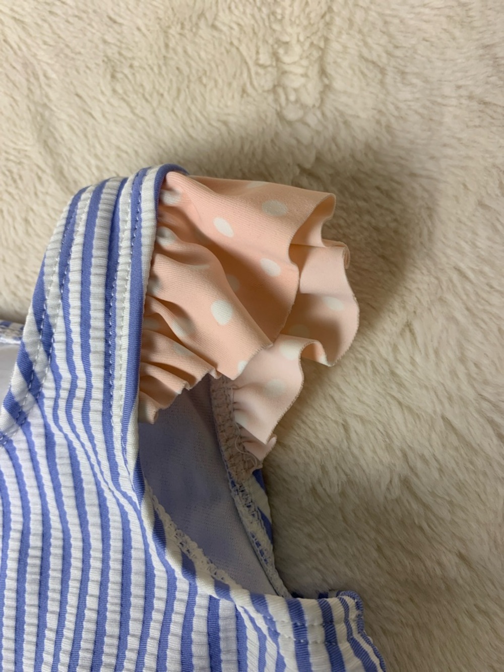 Ruffle Butts Blue and Pink Striped Ruffle Two-Piece Set - Picture 5 of 6